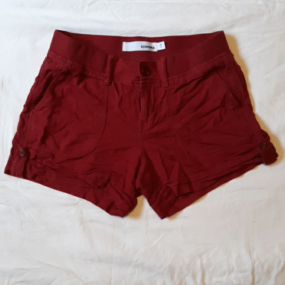 Sonoma "good for life" red Linen shorts (size 6)